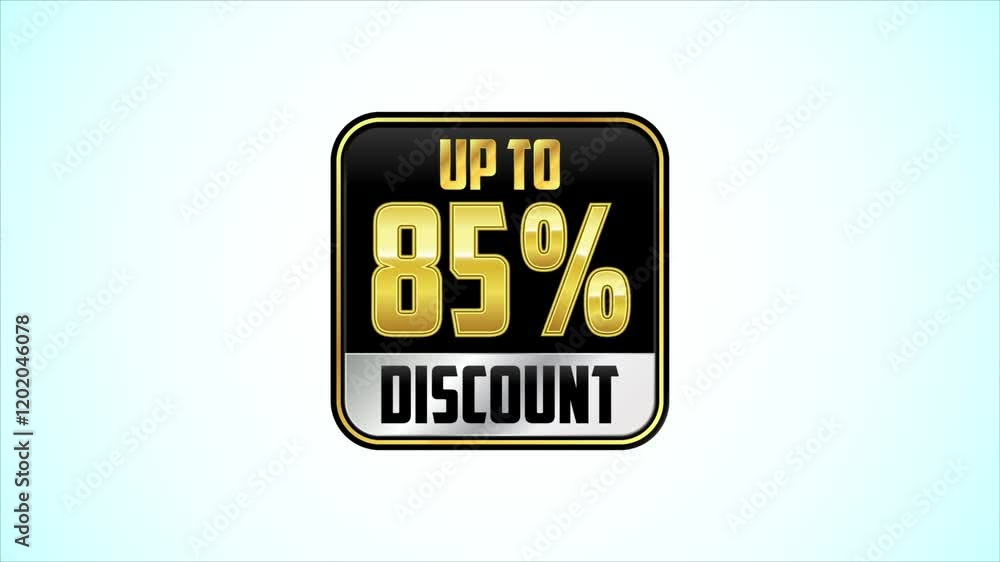 Up to 85 percent discount offer sign animation. Special offer symbol. Discount promotion Up to 85 percent discount offer sign animation. Special offer symbol. Discount promotion
