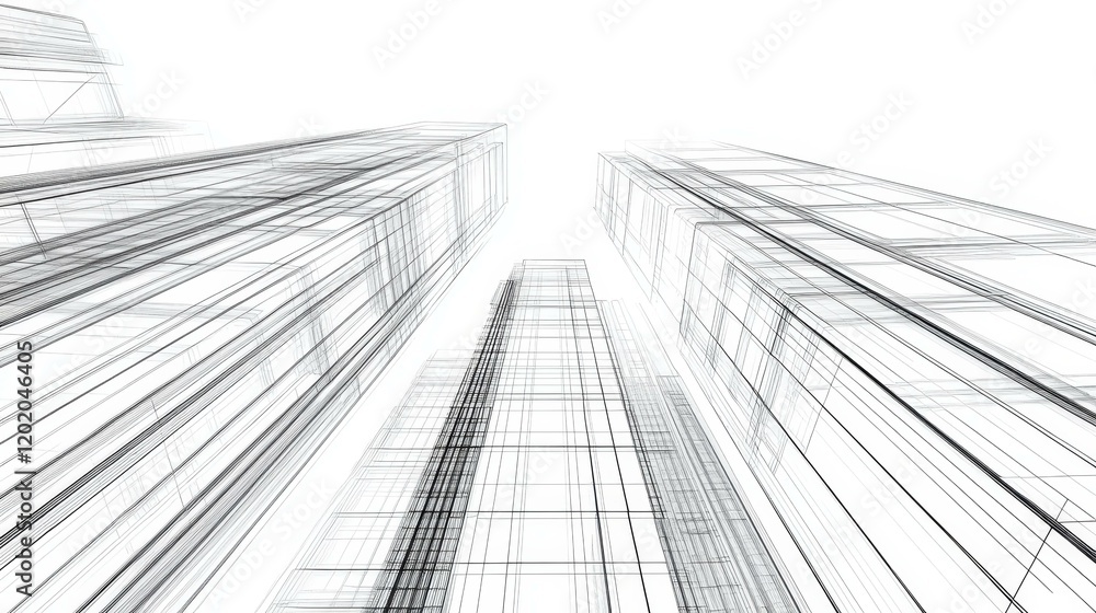 Fototapeta premium Architectural Design Sketch of Modern Skyscrapers