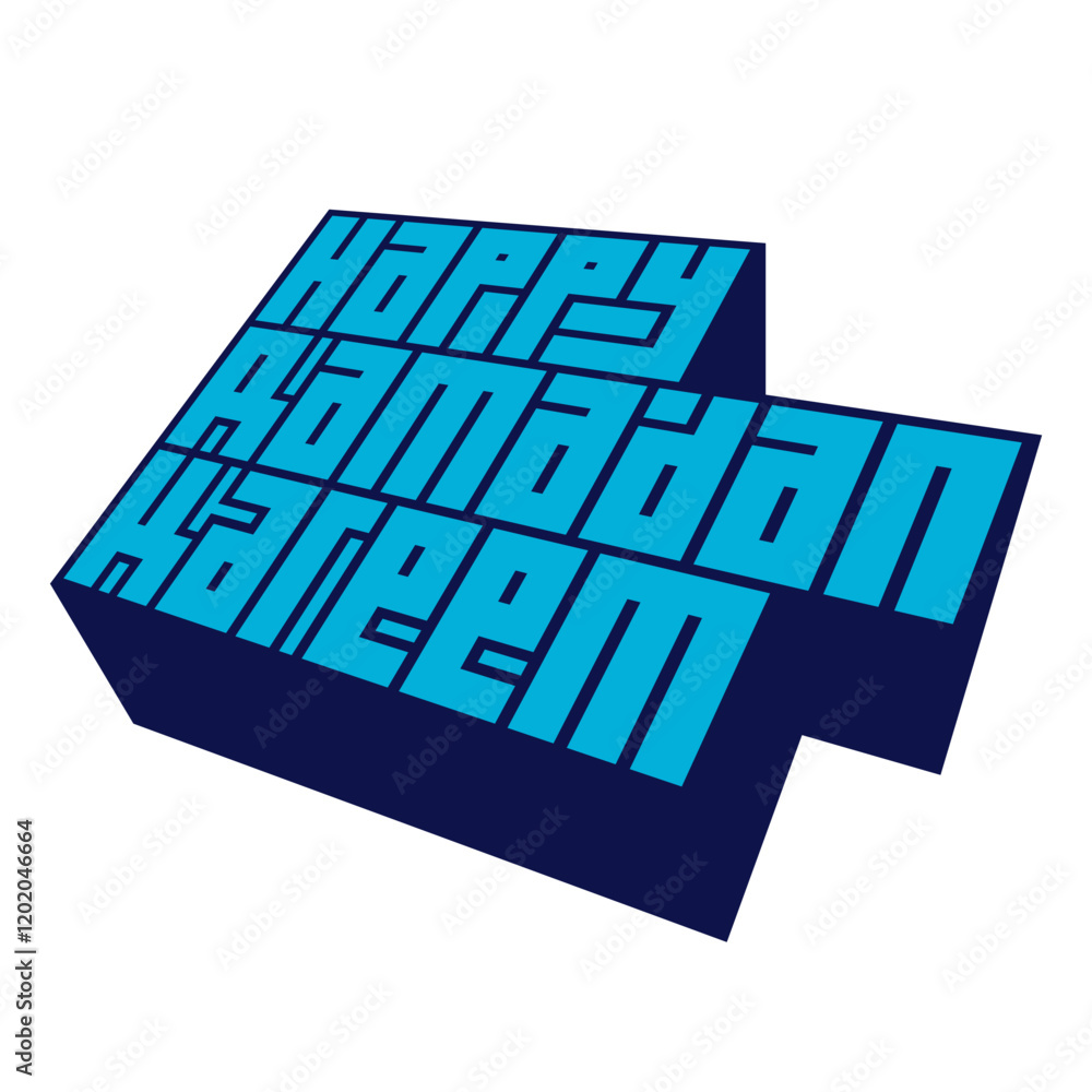 Ramadan kareem template with simple 3d typography in blue design Ramadan kareem template with simple 3d typography in blue design