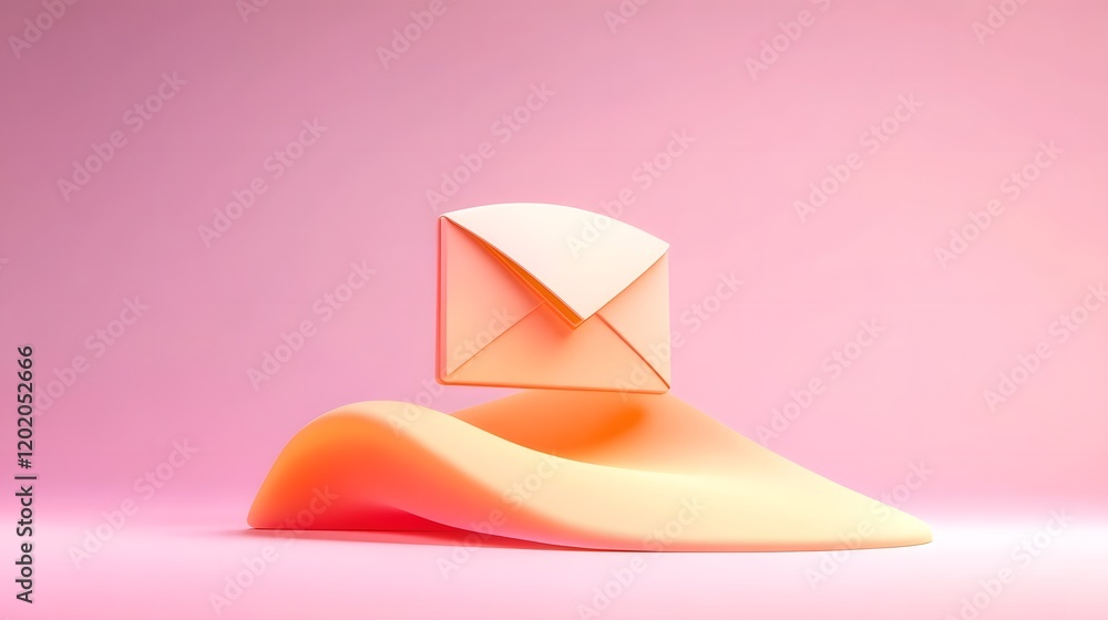 Fototapeta premium Minimal Simple Alert Email Envelope Icon on Light Pastel Gradient