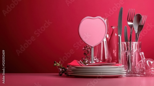 Table setting with plate fork glass and napkin arranged for a meal in a dining environment photo