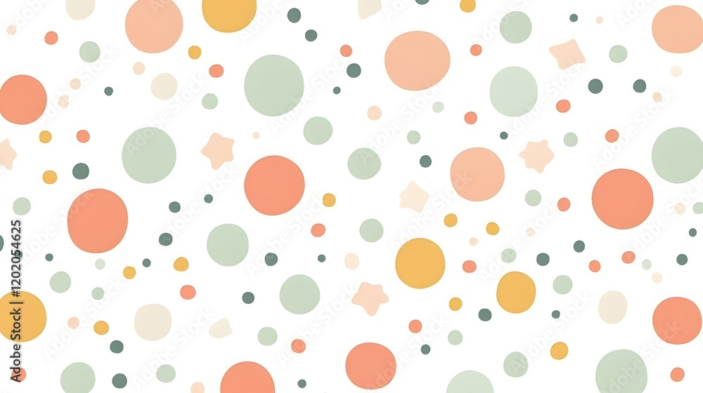 Muted Pastel Celestial Minimalist Pattern with Scattered Circles and Dots on White Background Muted Pastel Celestial Minimalist Pattern with Scattered Circles and Dots on White Background