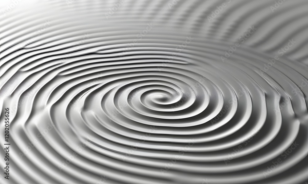 Abstract grayscale 3D fingerprint whorl pattern.