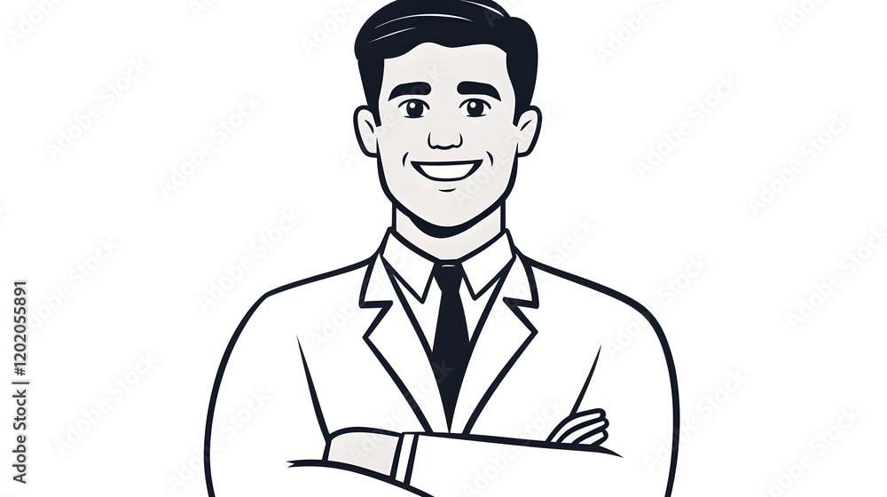 Smiling Cartoon Dentist in Professional Medical Uniform Smiling Cartoon Dentist in Professional Medical Uniform