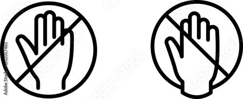 "No Touching Line Icon – Symbolizing the Restriction or Prohibition of Physical Contact"