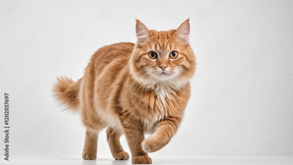Fototapeta premium Fawn british longhair cat on grey background