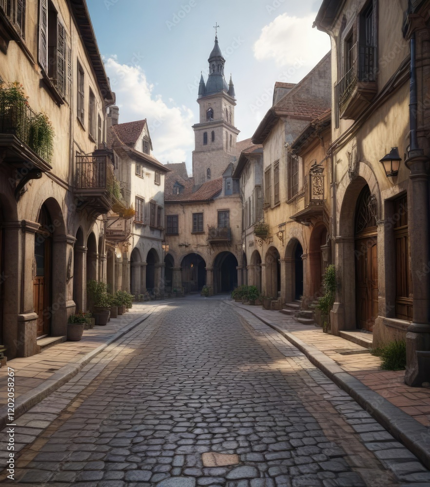 Ancient buildings and narrow streets surrounding a picturesque old town square , old, historic building, streets Ancient buildings and narrow streets surrounding a picturesque old town square , old, historic building, streets