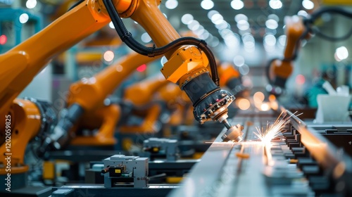 Robotic arms performing precision tasks in a modern manufacturing facility.