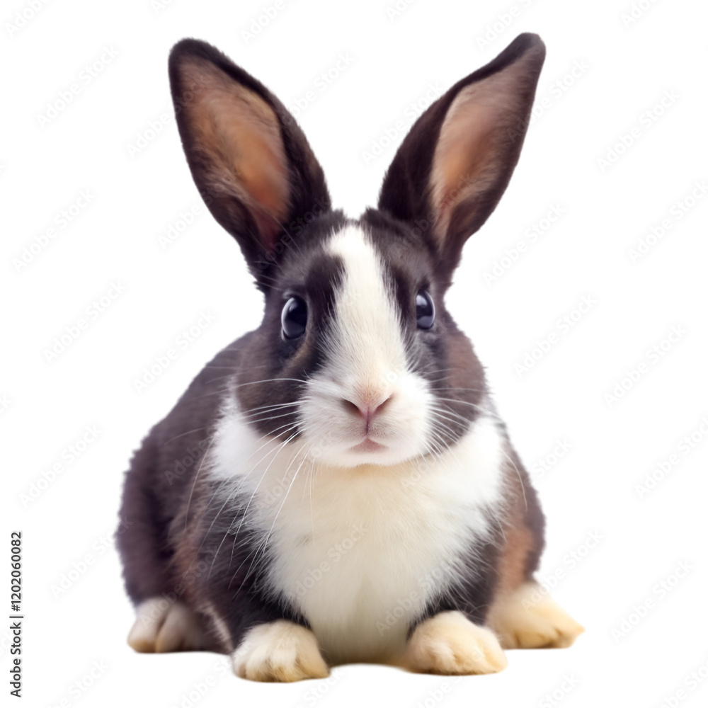 Black and white rabbit isolated on transparent background Black and white rabbit isolated on transparent background