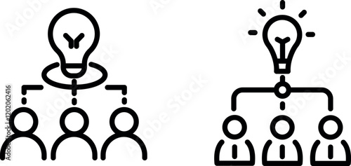 "Team Work Icon Featuring a Light Bulb for Collaboration, Innovation, and Idea Generation"