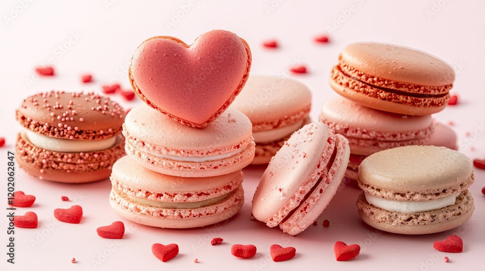 1. Valentine's Day Love Banner: Heart-Shaped Macaron Cookies on a Pink Panoramic Background 1. Valentine's Day Love Banner: Heart-Shaped Macaron Cookies on a Pink Panoramic Background