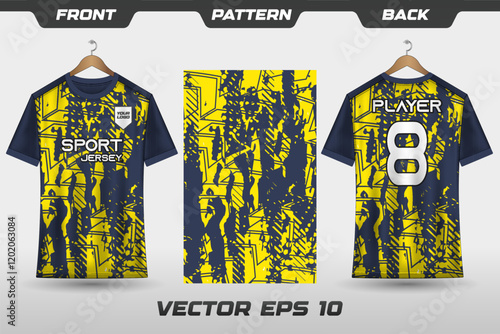 Sports jersey and t-shirt template sports jersey design. Sports design for football, racing, gaming jersey. with front, back view and pattern.