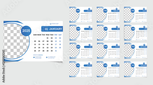 New  Set of  desk calendar 2025  planner template business design 