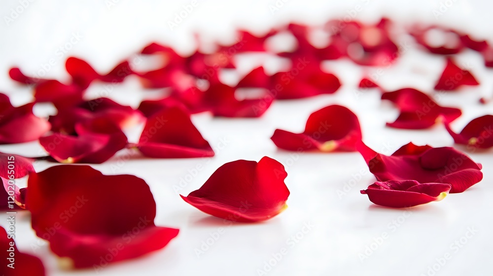 A romantic Valentine's Day surprise with a trail of rose petals leading to a gift A romantic Valentine's Day surprise with a trail of rose petals leading to a gift