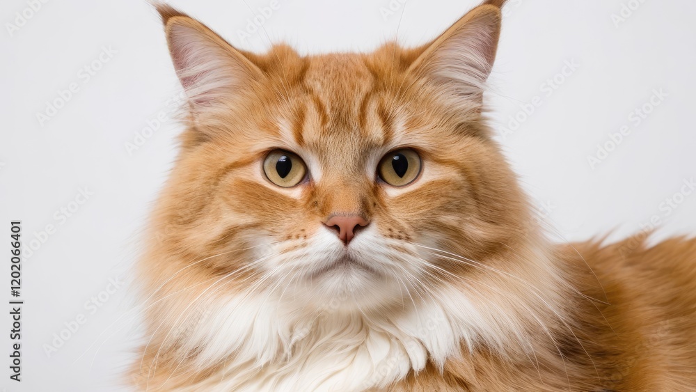 Portrait of Fawn british longhair cat on grey background Portrait of Fawn british longhair cat on grey background