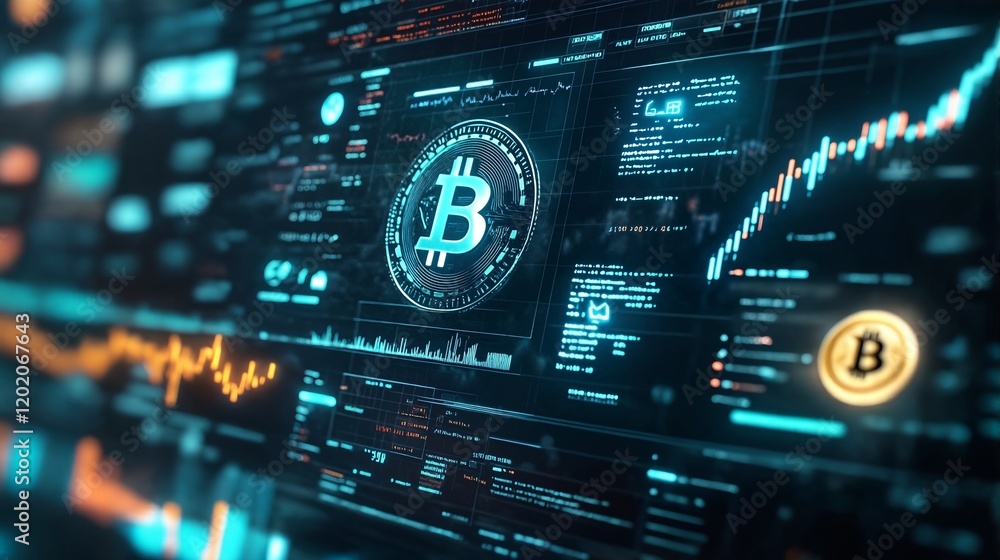Fototapeta premium A graphic illustrating Bitcoin's market value and price fluctuations.