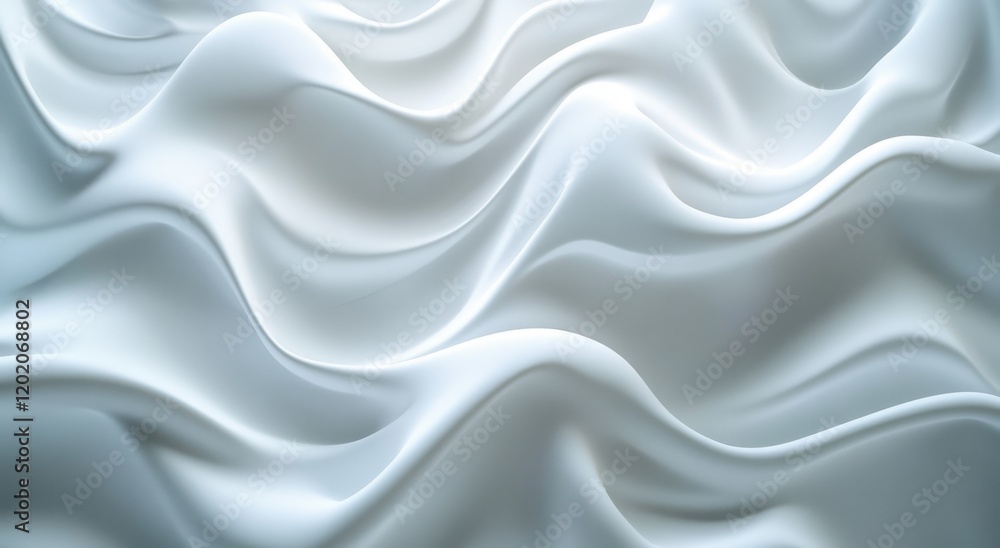 Fototapeta premium Soft and Elegant White Fabric with Gentle Waves Creating a Serene and Calming Atmosphere for Fashion, Interior Design, or Artistic Backgrounds