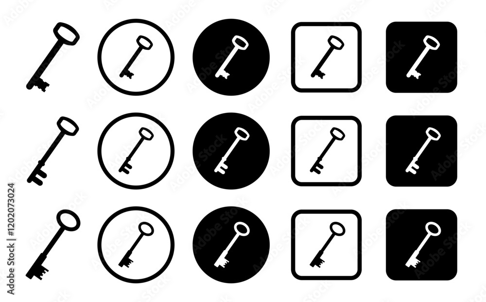 Key icon set. House key black silhouette. Keys vector icons. Simple old key sign. Key icon set. House key black silhouette. Keys vector icons. Simple old key sign.