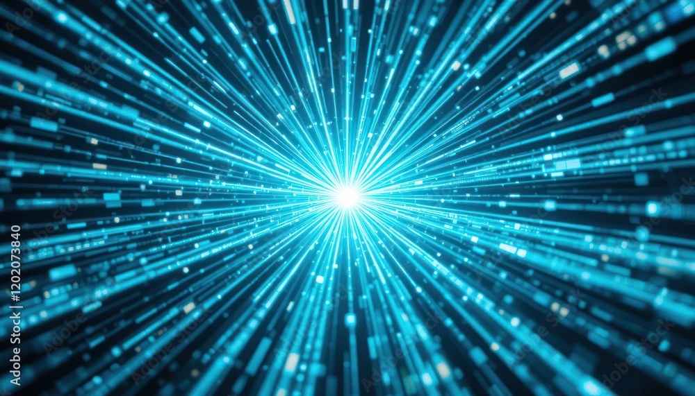 Blue data stream explosion; digital, network, future