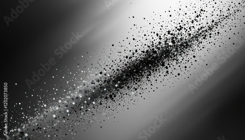 Abstract particles explode diagonally, dramatic light background photo