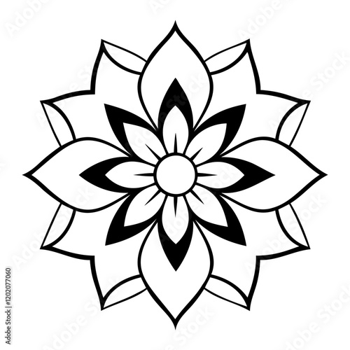 Minimalist Corner Flower Design Silhouette Vector Isolated on Transparent Background