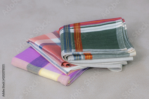 Set of vintage stripped handkerchiefs for men.