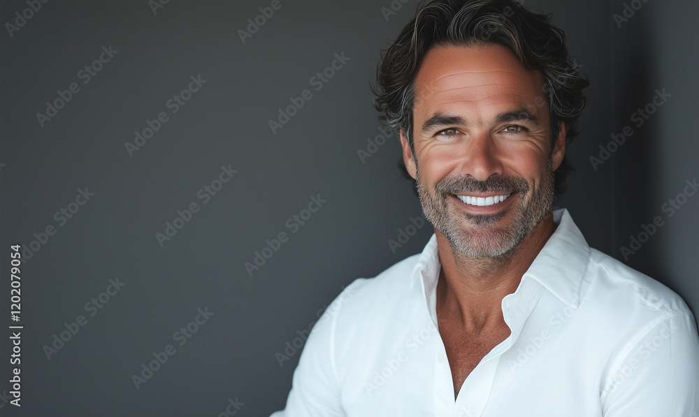 Portrait of a confident man in a white shirt, smiling Portrait of a confident man in a white shirt, smiling