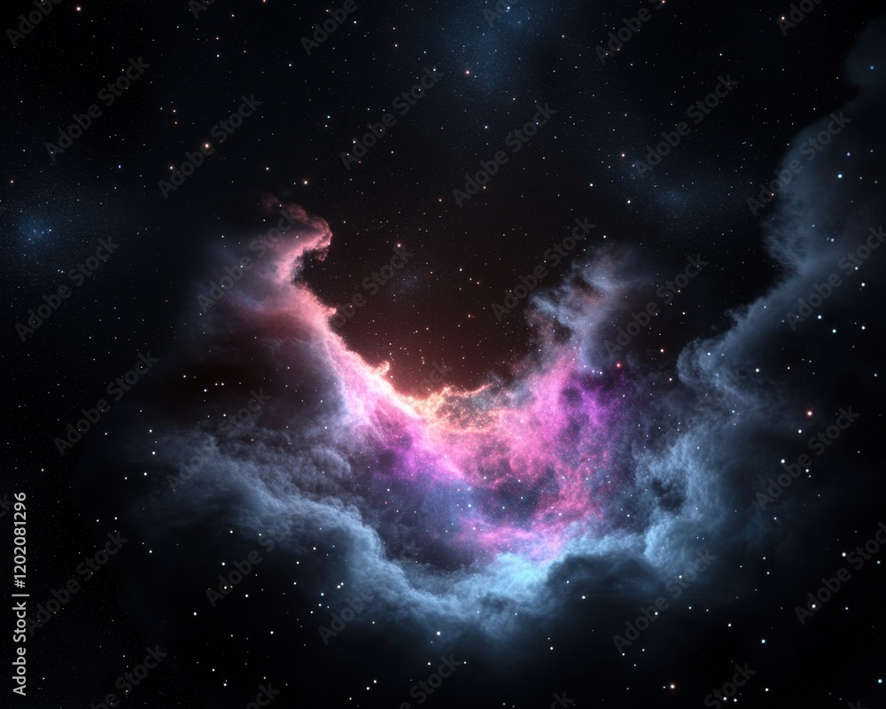 Fototapeta premium Cosmic Nebula with Colorful Gas Clouds in Deep Space Environment