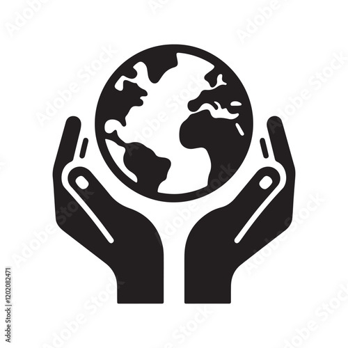 Hands Holding Earth Globe Vector Illustration for Earth Day Celebration,,