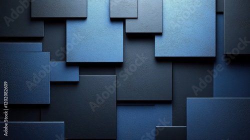 Fototapeta Naklejka Na Ścianę i Meble -  Minimalist abstract wallpaper with squares on a blue background. Banner template with white space for text, ideal for modern and professional design purposes.