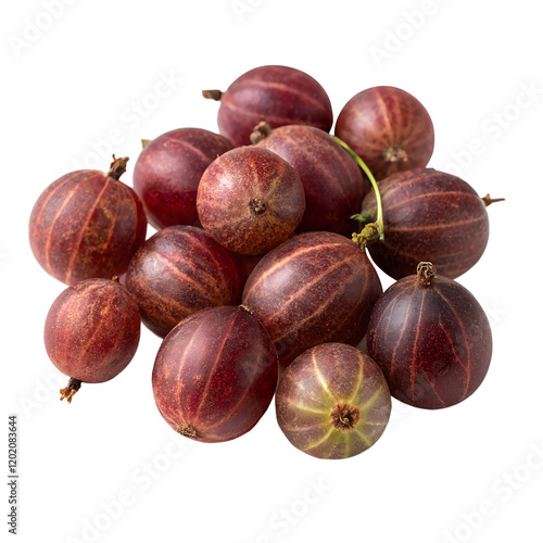 A handful of Ceylon gooseberries with deep purple, slightly rough skins, arranged naturally, isolated on a transparent background. photo