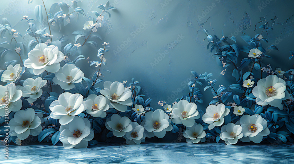 Fototapeta premium World map with floral background and bubbles featuring a spring blossom theme