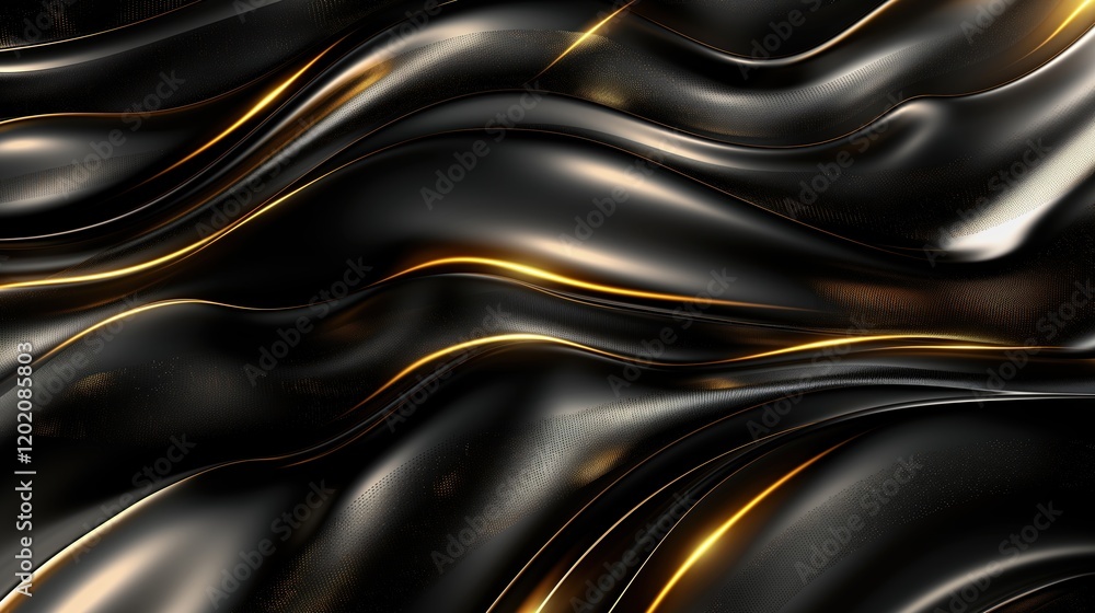Smooth waves of black with golden accents Smooth waves of black with golden accents