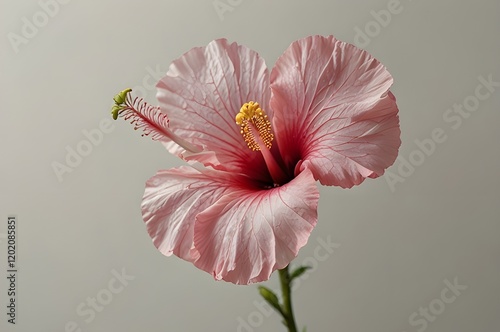 Pink hibiscus isolated on black background. Clean pure black background- no grey!
 photo