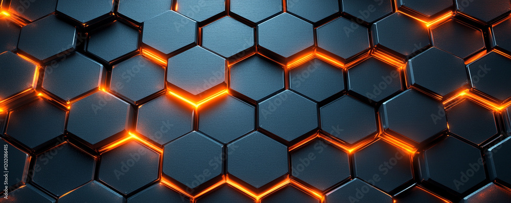 dark hexagonal titanium background with glowing orange pattern makes you feel energetic dark hexagonal titanium background with glowing orange pattern makes you feel energetic