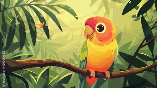 Adorable Cartoon Lovebird Parrot Vector Illustration photo