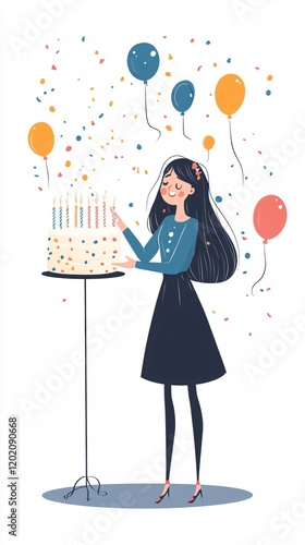 Wallpaper Mural Birthday Girl Lights Candles on Cake: A Whimsical Celebration of Joy and Festivity Torontodigital.ca