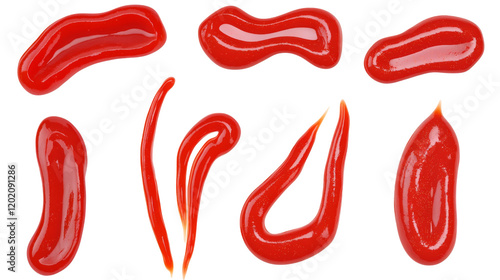 Set of ketchup red parallel lines, isolated on transparent background photo