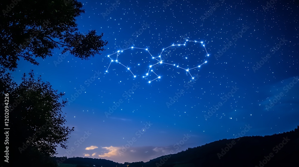 Fototapeta premium Celestial Gemini: A Night Sky Constellation