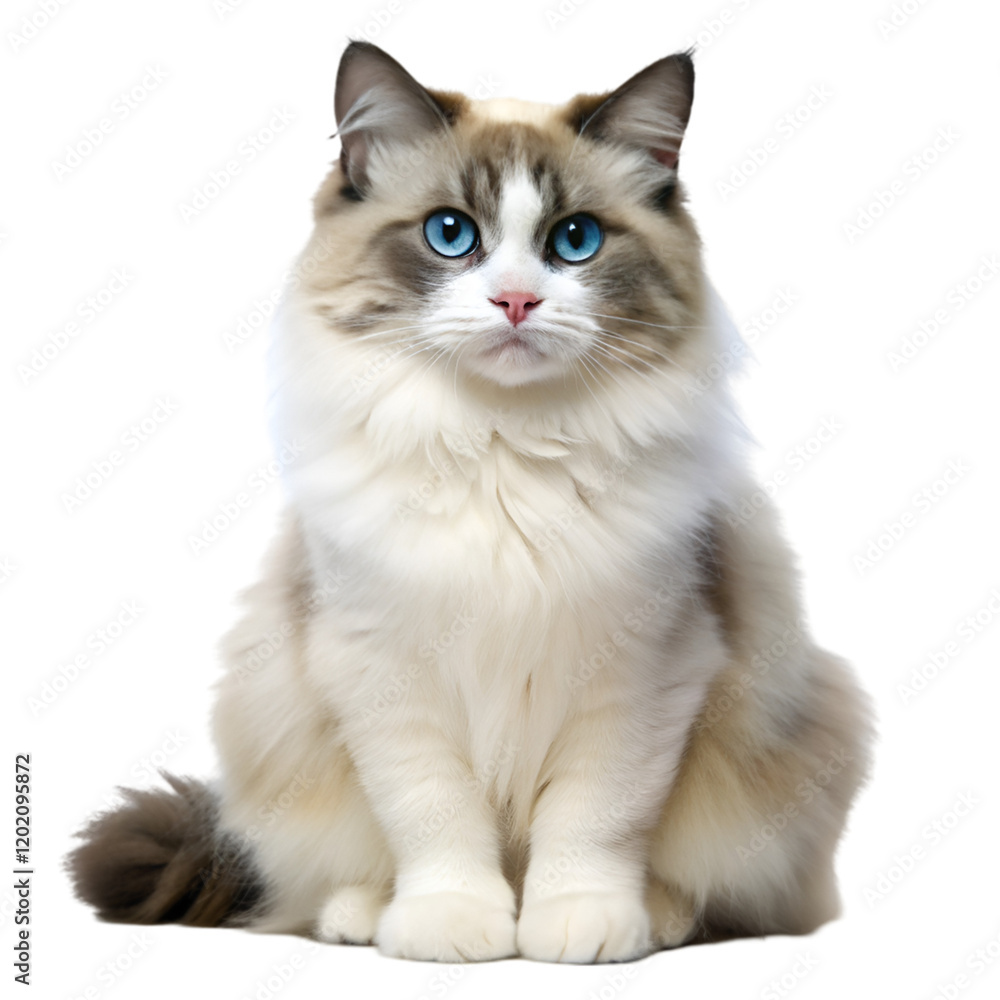 Obraz premium Ragdoll cat isolated on transparent background