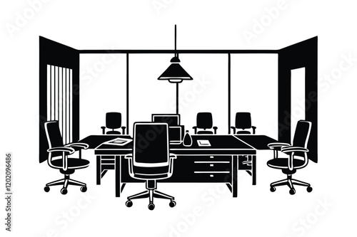 Business office silhouette vector