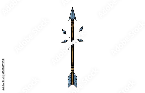 Minimalist Broken Arrow Design with Detached Arrowhead Pointing Upwards on White Background photo