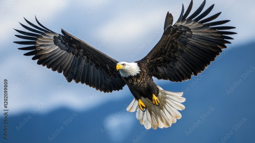 Majestic Bald Eagle in Powerful Flight Majestic Bald Eagle in Powerful Flight