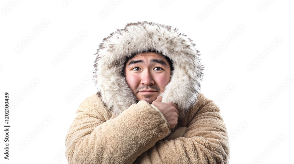 Eskimo man in a pose, isolated on transparent background Eskimo man in a pose, isolated on transparent background