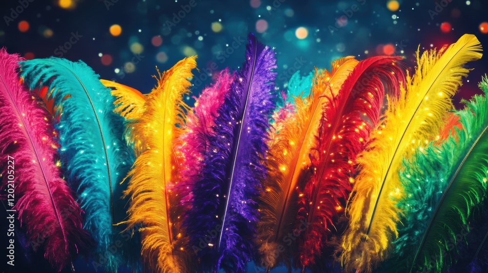 Fototapeta premium Colorful carnival feathers as a carnival decoration