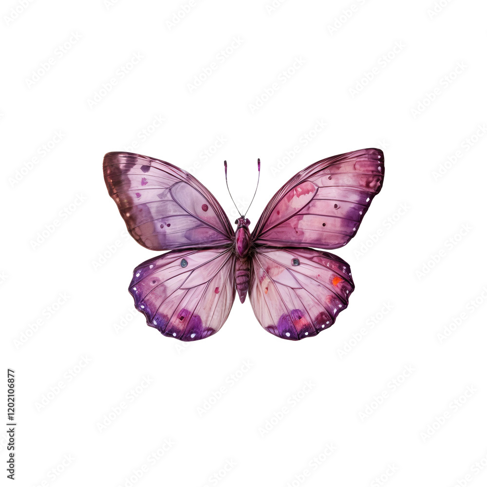Fototapeta premium Purple Butterfly Watercolor: Delicate and intricate, a watercolor illustration of a purple butterfly, capturing its fragile beauty and intricate wing patterns in a soft, ethereal glow. 