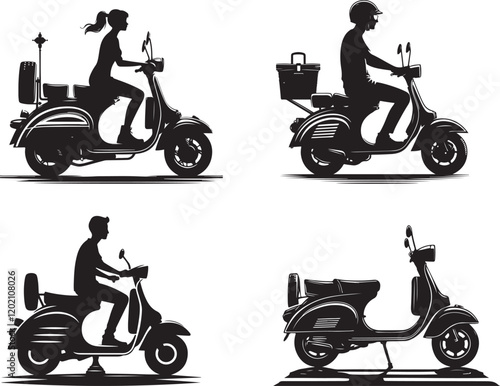 Scooter silhouette vector art illustration