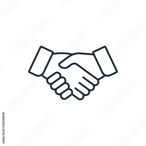 Collaboration of two ceo leader hand shake for agreement or deal financial cooperative concept.Vector linear icon isolated on white background.