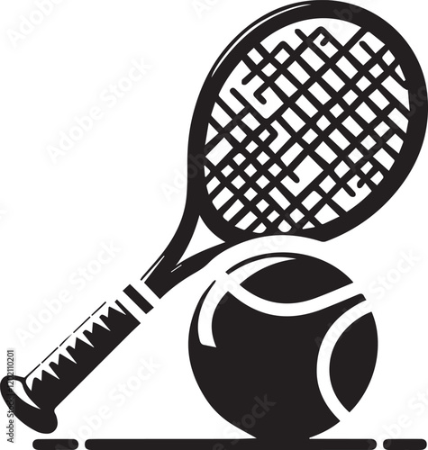 Tennis rackets and a ball Tennis and ball icon in fashionable flat style