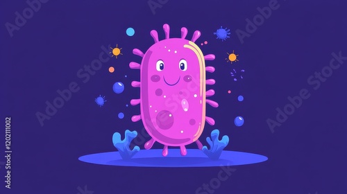 Bacteria flat design front view microbiology theme animation vivid.  photo